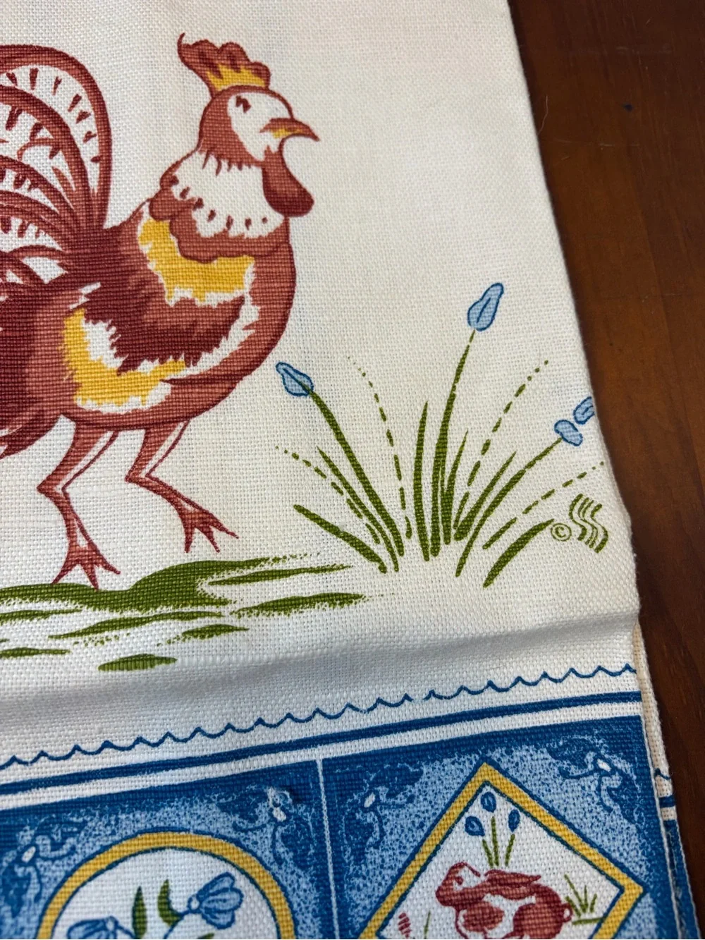 Vintage Stevens Pure Linen Cream Kitchen Towel cottage core rooster, Swan, bunny